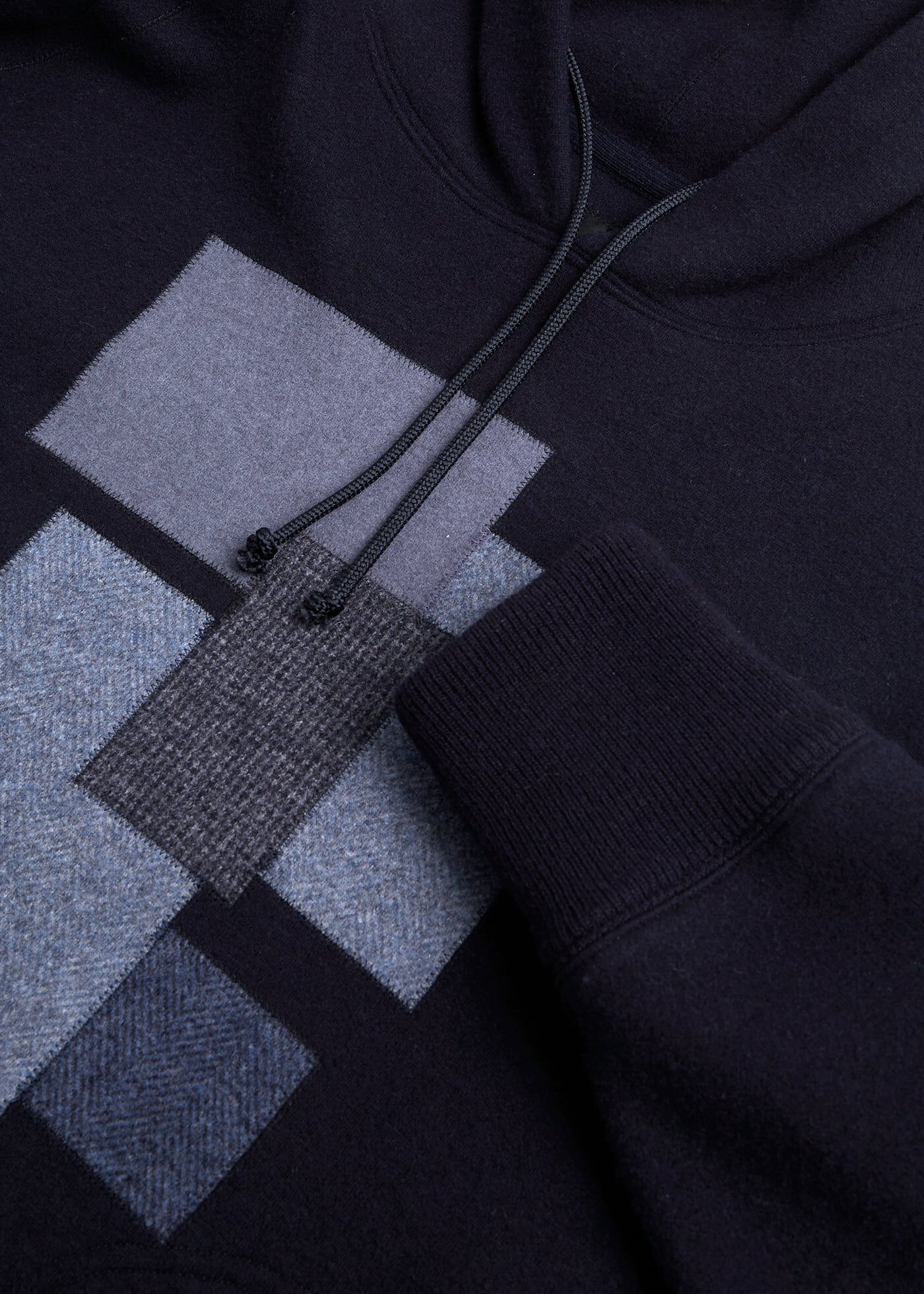 Navy Tonal Patchwork Hoodie