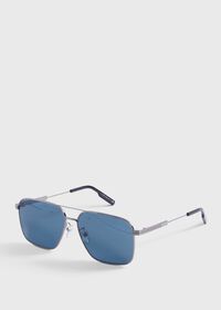 Paul Stuart ZEGNA Shiny Gunmetal Sunglasses with Blue Lens, thumbnail 3