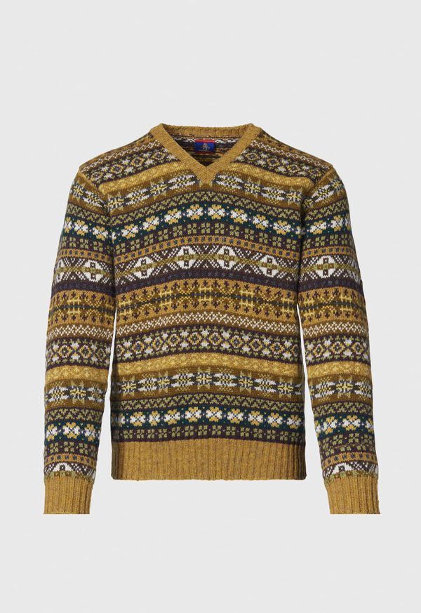 Paul Stuart Fair Isle Shetland Wool Sweater