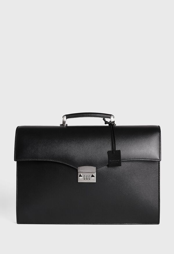 Paul Stuart Single Gusset Briefcase With Curved Front Pocket, image 1