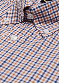 Paul Stuart Slim Fit Gold and Navy Check Dress Shirt, thumbnail 2