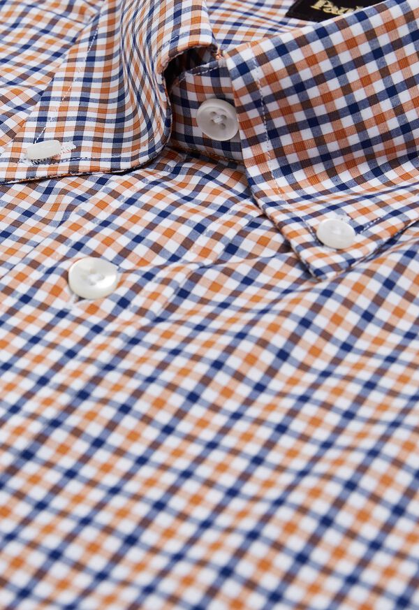 Paul Stuart Slim Fit Gold and Navy Check Dress Shirt, image 2