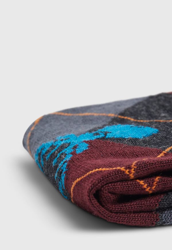 Paul Stuart Deerhead Motif Argyle Wool Sock, image 3