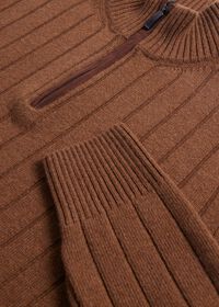Paul Stuart Ribbed Quarter Zip Sweater with Suede, thumbnail 4