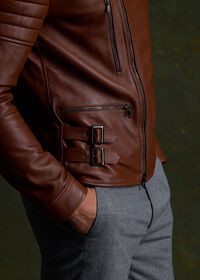 Paul Stuart Leather Motorcycle Jacket, thumbnail 6