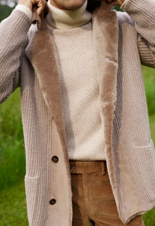 Paul Stuart Herringbone Turtleneck with Elbow Patches, image 2