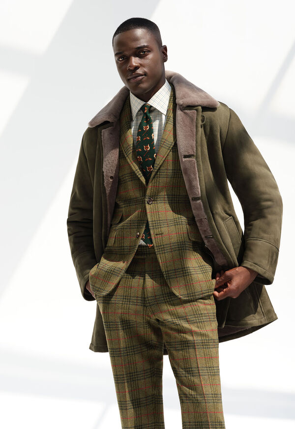 Paul Stuart Modern Suede Coat with Shearling Trim, image 5