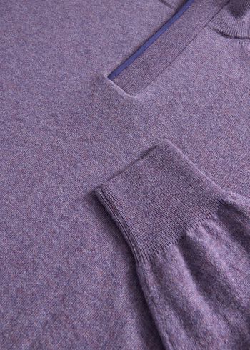 Paul Stuart Cashmere Quarter Zip With Suede Trim