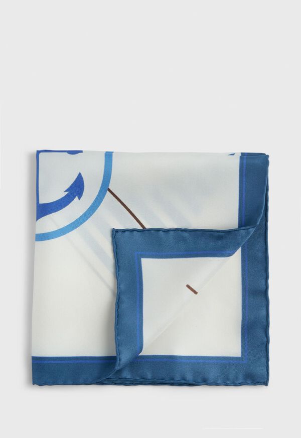 Paul Stuart Anchor Printed Silk Pocket Square