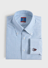 Paul Stuart Cotton Striped Oxford Logo Sport Shirt, thumbnail 1