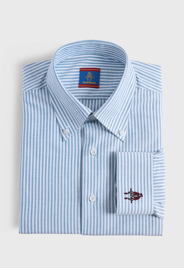 Paul Stuart Cotton Striped Oxford Logo Sport Shirt, image 1
