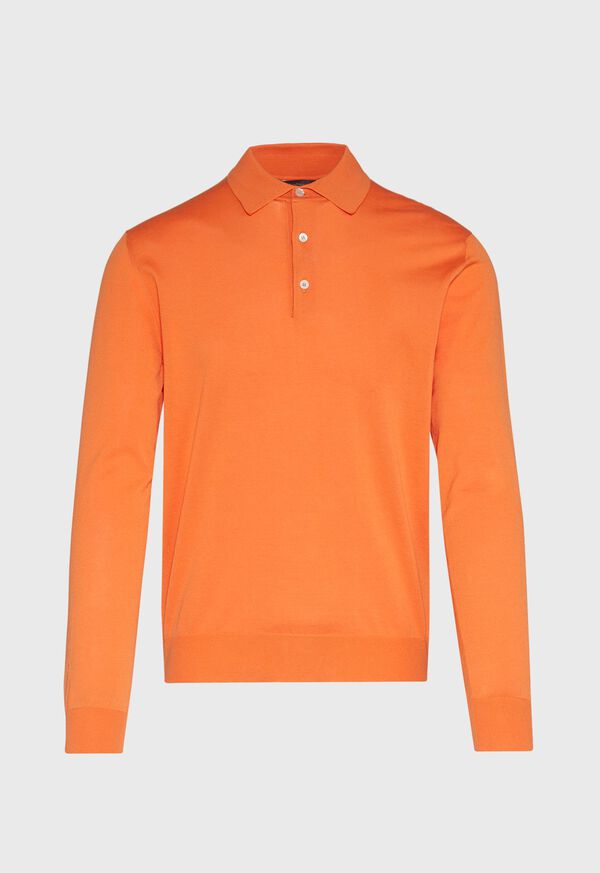 Paul Stuart Long Sleeve Cotton Polo Shirt