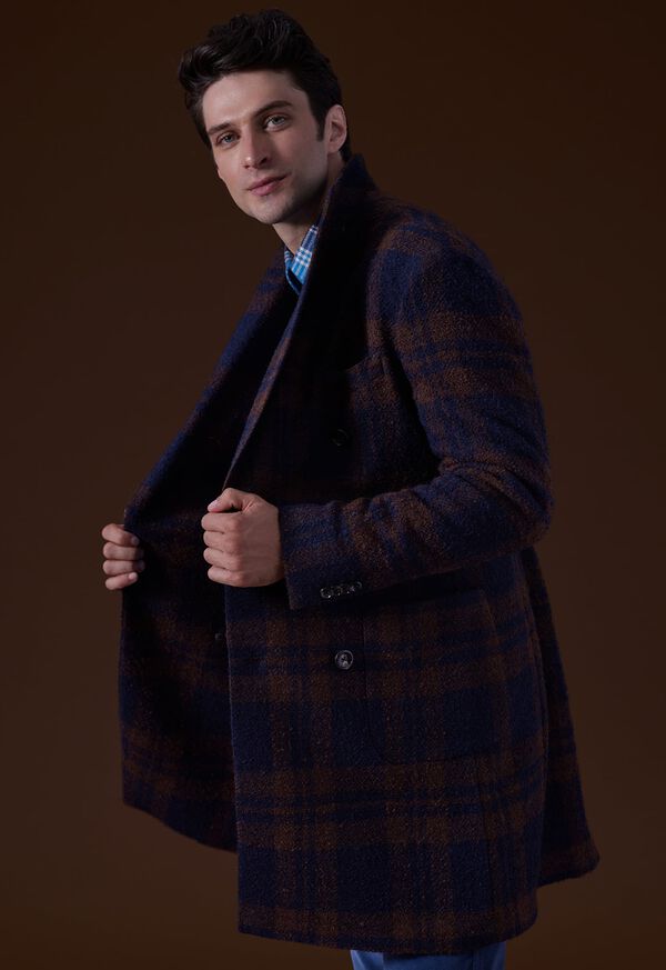 Paul Stuart Double Breasted Boucle Plaid Coat, image 2