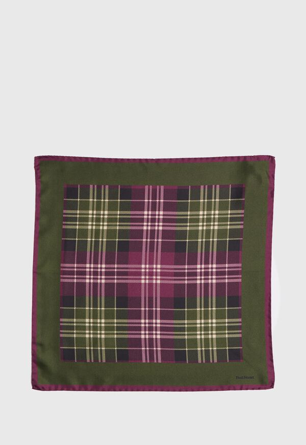 Paul Stuart Plaid Pocket Square With Contrast Border, image 2