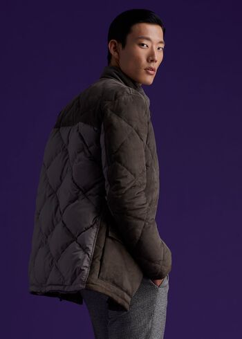 Paul Stuart Suede Diamond Quilt Down Jacket