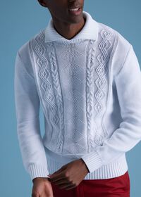 Paul Stuart Aran Cable Mock Neck Cotton Sweater, thumbnail 4