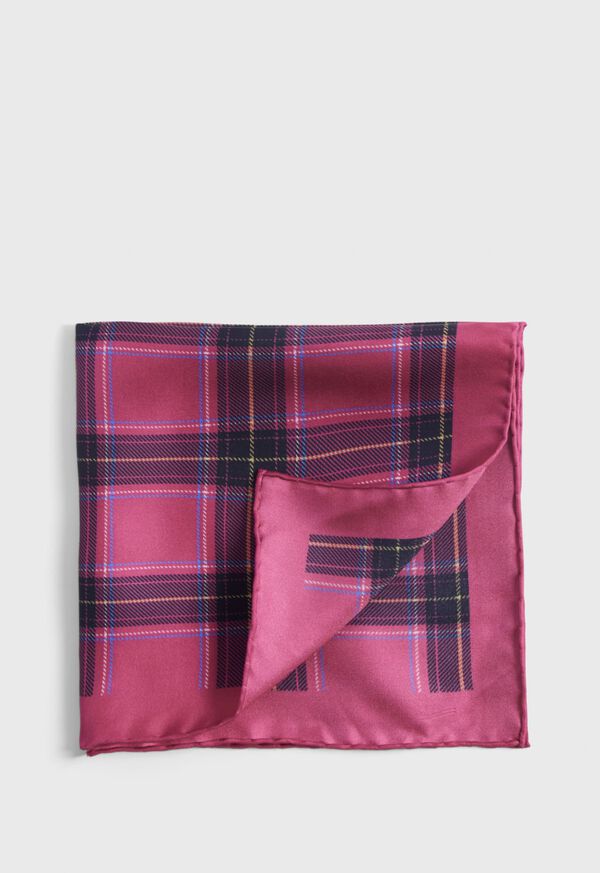 Paul Stuart Silk Plaid Print Pocket Square, image 1