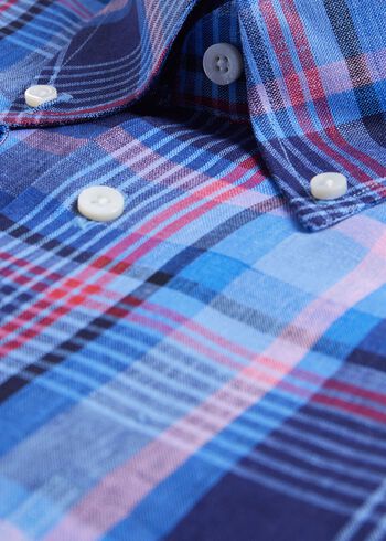 Paul Stuart Linen Plaid Sport Shirt