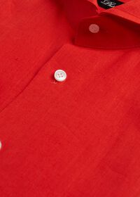 Paul Stuart Red solid Long Sleeve Linen Sport Shirt, thumbnail 2