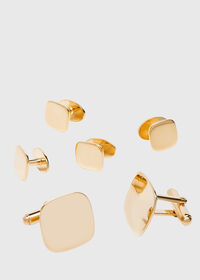 Paul Stuart 14K Gold Polished Cushion Shape Cufflinks and Studs, thumbnail 1