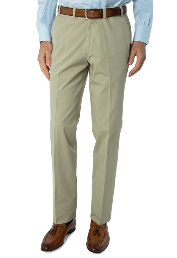 Paul Stuart Khaki Cotton Stretch Trouser, image 1