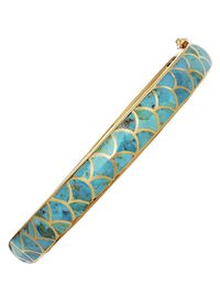Paul Stuart Jan Leslie Gold and Turquoise Bangle Bracelet, thumbnail 1