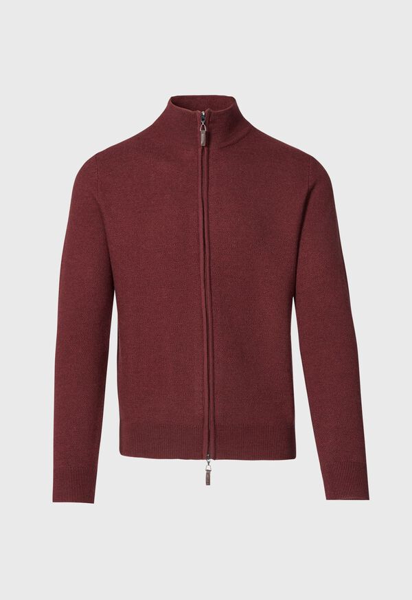 Paul Stuart Merino Wool Full Zip Rice Stitch Cardigan, image 1