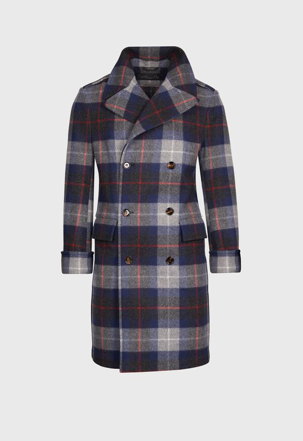 Paul Stuart Tartan Plaid Wool Overcoat