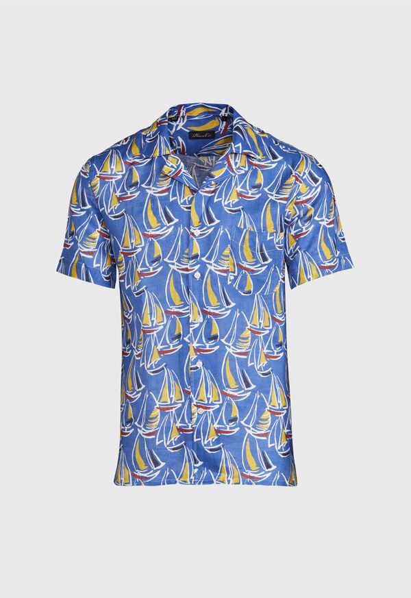 Paul Stuart Linen Boat Print Shirt, image 1
