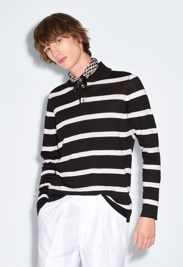 Paul Stuart Linen & Cotton Bold Stripe Polo, image 2