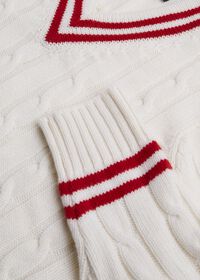 Paul Stuart Red Stripe Cable Knit Tennis Sweater, thumbnail 3