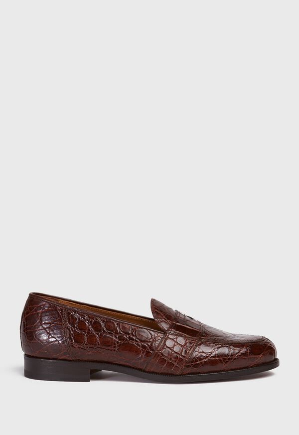 Paul Stuart Lee II Low Vamp Crocodile Penny Loafer, image 1