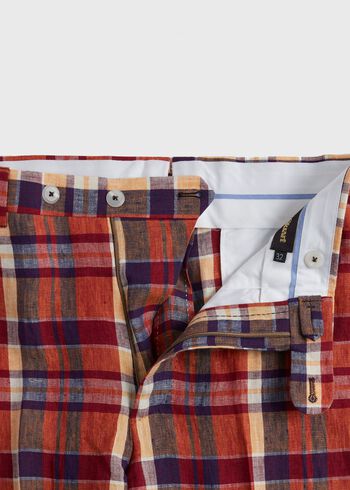 Paul Stuart Linen Plaid Plain Front Dress Trouser