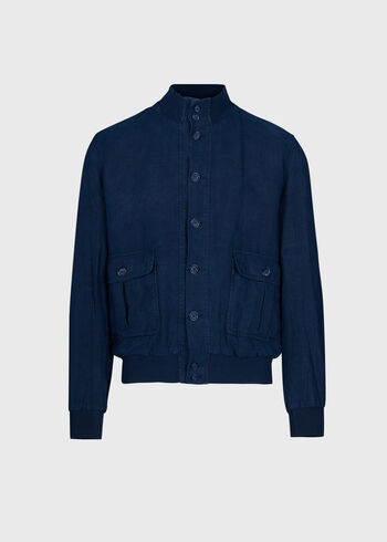 Paul Stuart Linen Button Front Bomber Jacket