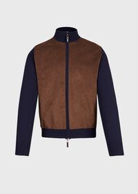 Paul Stuart Wool and Cashmere Blend Full Zip with Alcantara Front Blouson, thumbnail 1