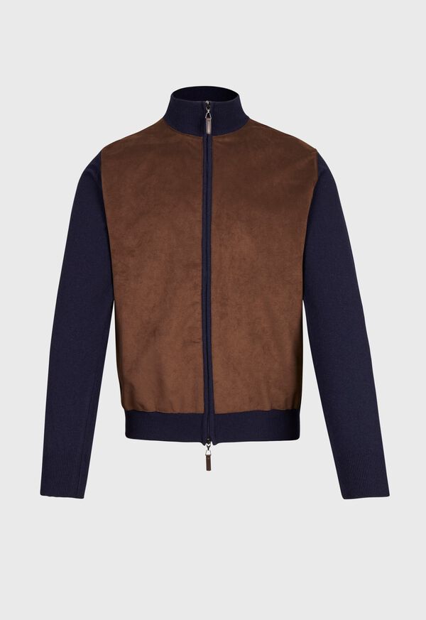 Paul Stuart Wool and Cashmere Blend Full Zip with Alcantara Front Blouson, image 1