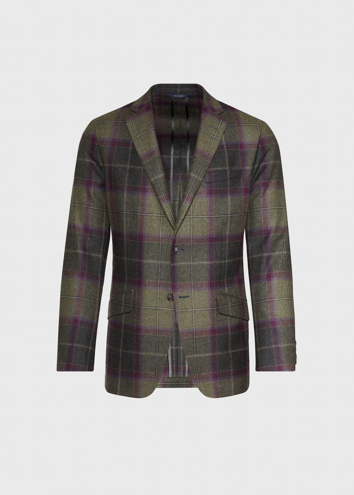 Olive and Burgundy Plaid Wool Sport Jacket
