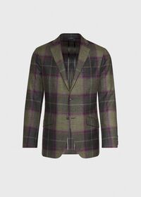 Paul Stuart Olive and Burgundy Plaid Wool Sport Jacket, thumbnail 1