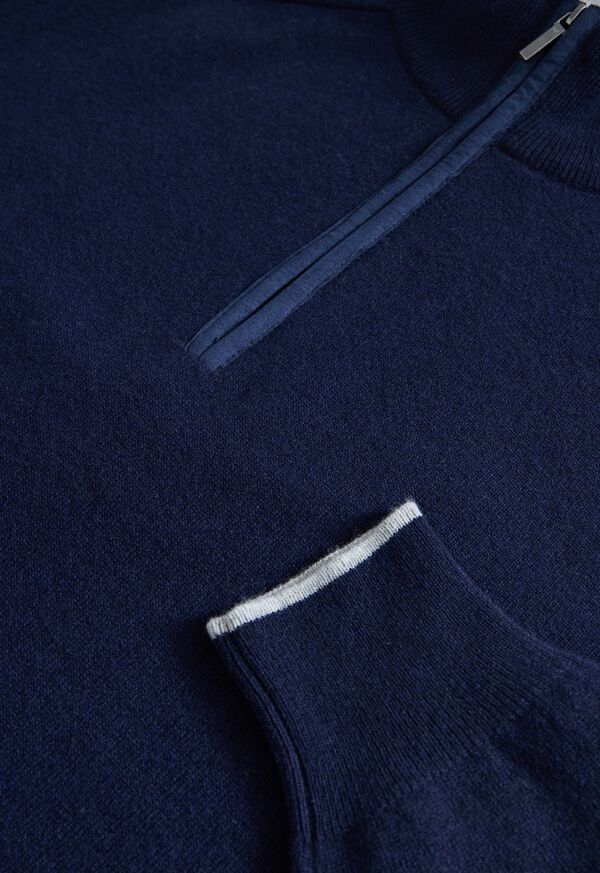 Paul Stuart Suede Trim Quarter Zip Pullover, image 2