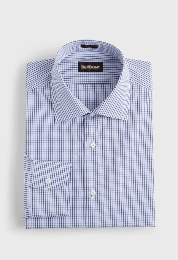 Paul Stuart Navy Graphic Checked Dress Shirt, image 1