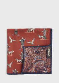 Paul Stuart Reversible Hunting Scene Pocket Square, thumbnail 1