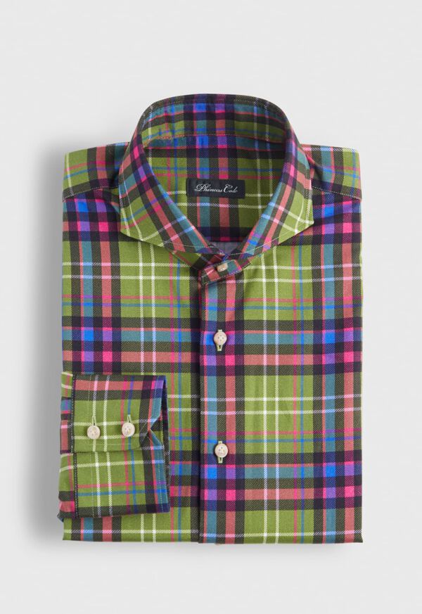 Paul Stuart Printed Plaid Brushed Cotton Shirt, image 1