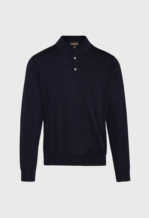 Paul Stuart Long Sleeve Cotton Polo, image 8