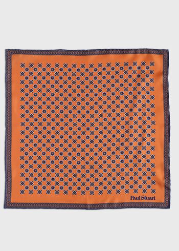 Paul Stuart Printed Silk Medallion Pocket Square