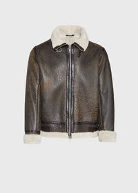 Paul Stuart Grey Shearling Bomber Jacket, thumbnail 1