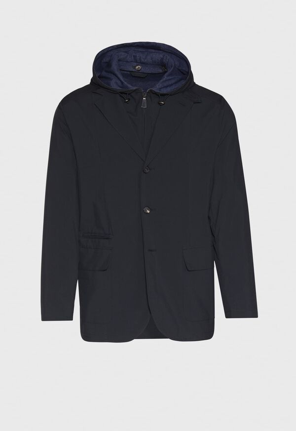 Paul Stuart Navy Hybrid Blazer With Wind Stopper Hood