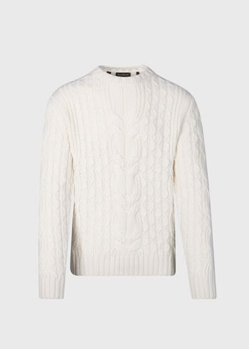 Paul Stuart Cashmere Cable and Rib Crewneck Sweater