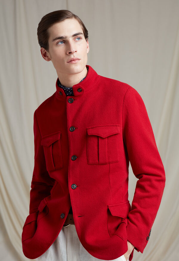 Paul Stuart Red Cashmere Military Jacket, image 2
