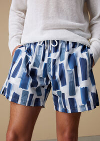 Paul Stuart Indigo Abstract Print Swim Trunk, thumbnail 2