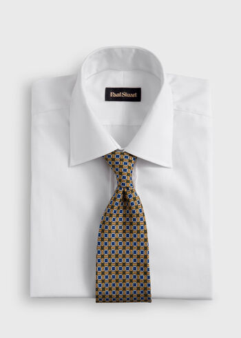 Paul Stuart Silk Geometric Floral Medallion Tie